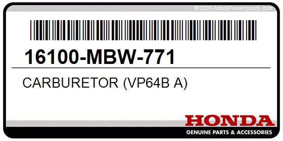 Honda 16100-MBW-771 Carburetor (Vp64b A)