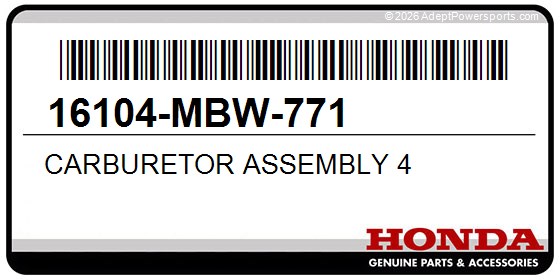 Honda 16104-MBW-771 Carburetor Assembly 4