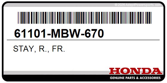 Honda 61101-MBW-670 Stay, R., Fr.