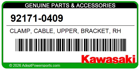 Kawasaki 92171-0409 Clamp, Cable, Upper, Bracket, Rh