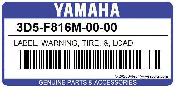 Yamaha 3D5-F816M-00-00 Label, Warning, Tire, &, Load