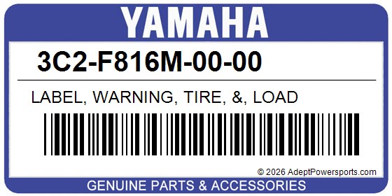 Yamaha 3C2-F816M-00-00 Label, Warning, Tire, &, Load