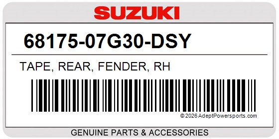 Suzuki 68175-07G30-DSY Tape, Rear, Fender, Rh