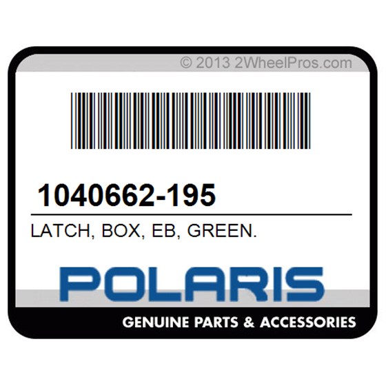 Polaris 1040662-195 Latch, Box, Eb, Green.