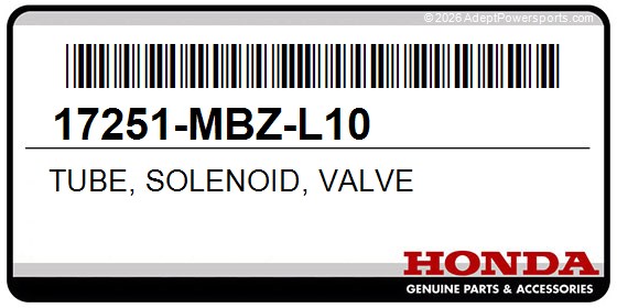 Honda 17251-MBZ-L10 Tube, Solenoid, Valve