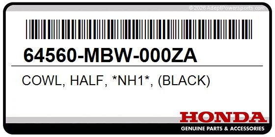 Honda 64560-MBW-000ZA Cowl, Half, *Nh1*, (Black)