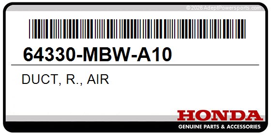 Honda 64330-MBW-A10 Duct, R., Air