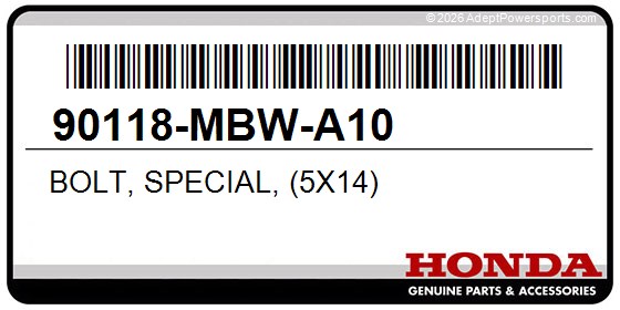Honda 90118-MBW-A10 Bolt, Special, (5X14)