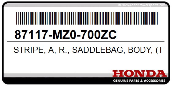 Honda 87117-MZ0-700ZC Stripe, A, R., Saddlebag, Body, (Type4), *G159q*, (Pearl, Sonoma, Green)