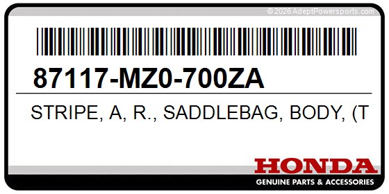 Honda 87117-MZ0-700ZA Stripe, A, R., Saddlebag, Body, (Type1), *R191a*, (American, Red)