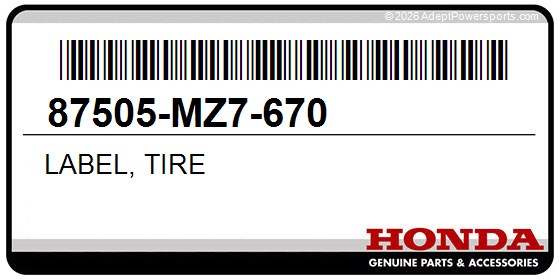 Honda 87505-MZ7-670 Label, Tire