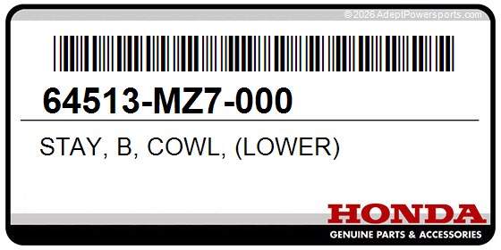 Honda 64513-MZ7-000 Stay, B, Cowl, (Lower)