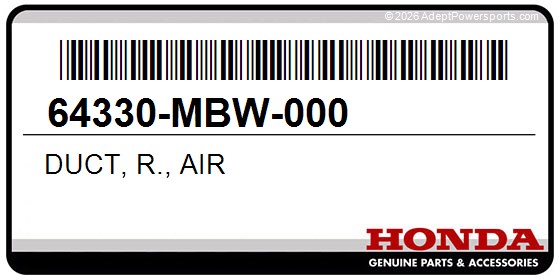 Honda 64330-MBW-000 Duct, R., Air