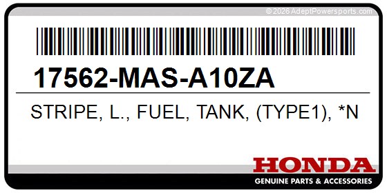 Honda 17562-MAS-A10ZA Stripe, L., Fuel, Tank, (Type1), *Nh1*, (Black)