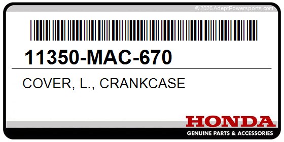 Honda 11350-MAC-670 Cover, L., Crankcase