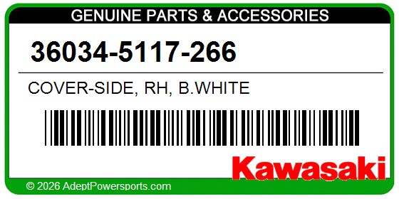 Kawasaki 36034-5117-266 Cover-Side, Rh, B.White