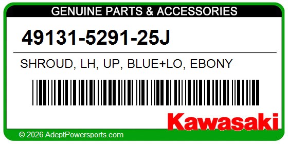 Kawasaki 49131-5291-25J Shroud, Lh, Up, Blue+Lo, Ebony