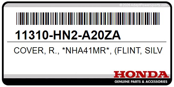 Honda 11310-HN2-A20ZA Cover, R., *Nha41mr*, (Flint, Silver, Metallic)
