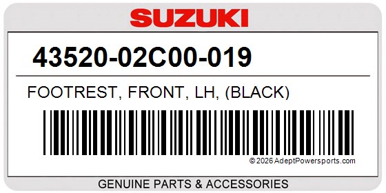 Suzuki 43520-02C00-019 Footrest, Front, Lh, (Black)