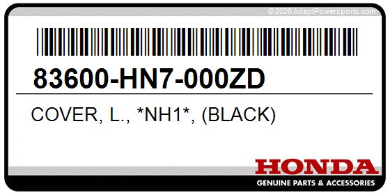 Honda 83600-HN7-000ZD Cover, L., *Nh1*, (Black)