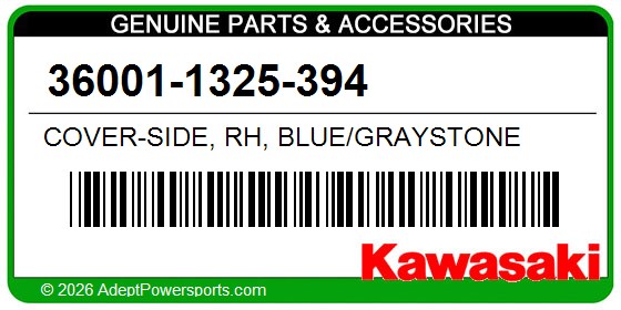 Kawasaki 36001-1325-394 Cover-Side, Rh, Blue/Graystone