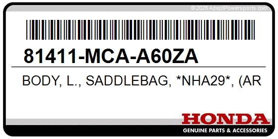 Honda 81411-MCA-A60ZA Body, L., Saddlebag, *Nha29*, (Arctic, White)