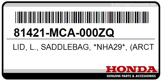 Honda 81421-MCA-000ZQ Lid, L., Saddlebag, *Nha29*, (Arctic, White)