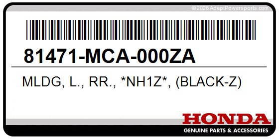 Honda 81471-MCA-000ZA Mldg, L., Rr., *Nh1z*, (Black-Z)