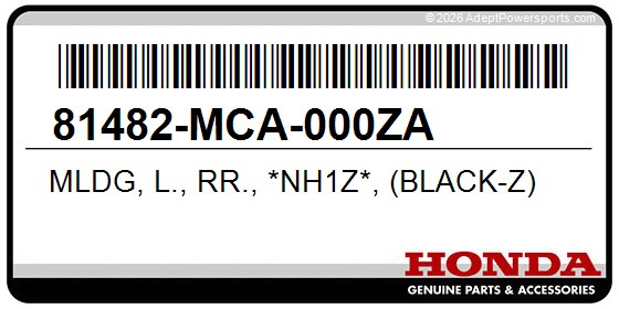 Honda 81482-MCA-000ZA Mldg, L., Rr., *Nh1z*, (Black-Z)