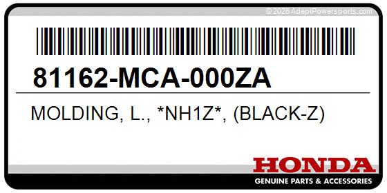 Honda 81162-MCA-000ZA Molding, L., *Nh1z*, (Black-Z)