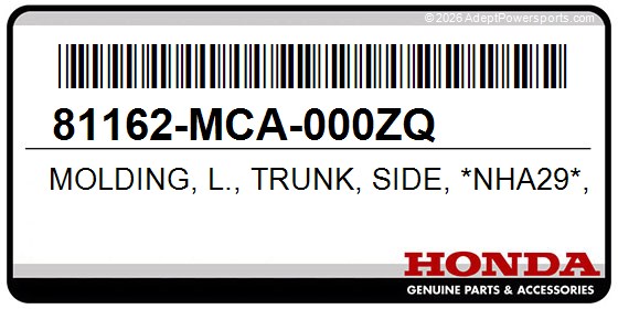 Honda 81162-MCA-000ZQ Molding, L., Trunk, Side, *Nha29*, (Arctic, White)