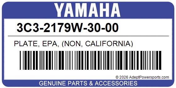 Yamaha 3C3-2179W-30-00 Plate, Epa, (Non, California)