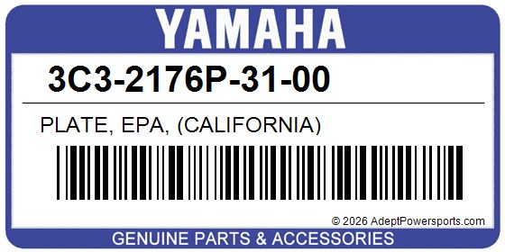 Yamaha 3C3-2176P-31-00 Plate, Epa, (California)