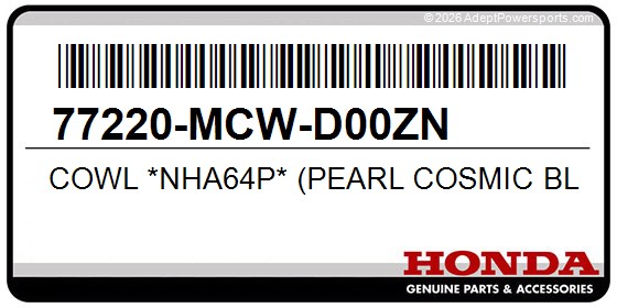 Honda 77220-MCW-D00ZN Cowl *Nha64p* (Pearl Cosmic Black)