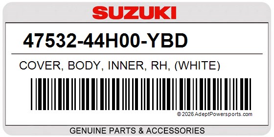Suzuki 47532-44H00-YBD Cover, Body, Inner, Rh, (White)