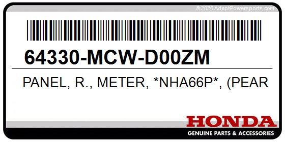 Honda 64330-MCW-D00ZM Panel, R., Meter, *Nha66p*, (Pearl, Sunbeam, White)