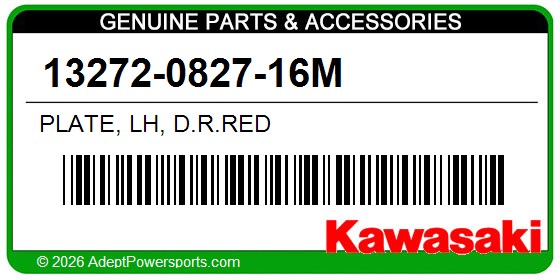 Kawasaki 13272-0827-16M Plate, Lh, D.R.Red
