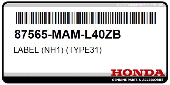 Honda 87565-MAM-L40ZB Label (Nh1) (Type31)