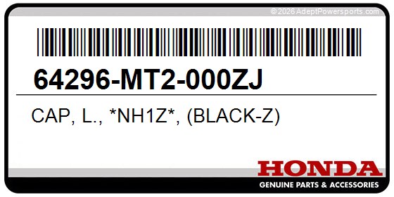 Honda 64296-MT2-000ZJ Cap, L., *Nh1z*, (Black-Z)