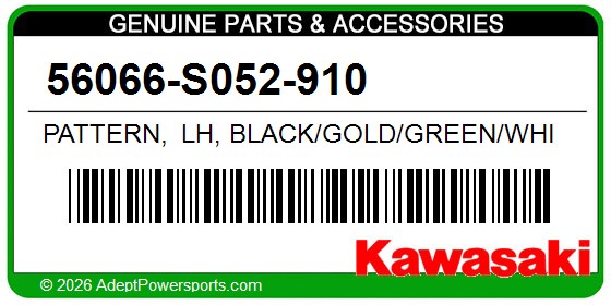 Kawasaki 56066-S052-910 Pattern, Lh, Black/Gold/Green/White
