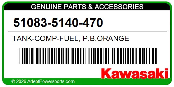 Kawasaki 51083-5140-470 Tank-Comp-Fuel, P.B.Orange