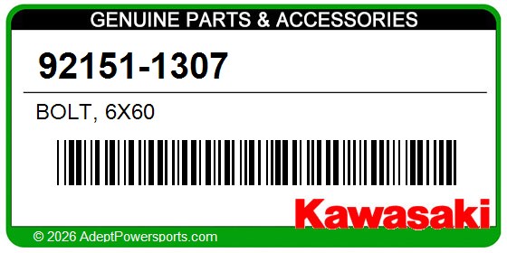 Kawasaki 92151-1307 Bolt, 6X60