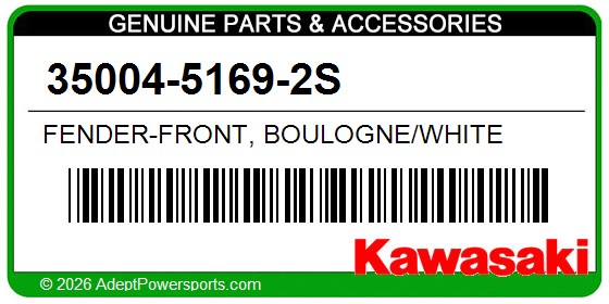 Kawasaki 35004-5169-2S Fender-Front, Boulogne/White