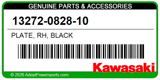 Kawasaki 13272-0828-10 Plate, Rh, Black