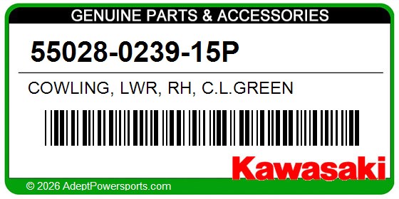 Kawasaki 55028-0239-15P Cowling, Lwr, Rh, C.L.Green