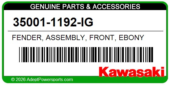 Kawasaki 35001-1192-IG Fender, Assembly, Front, Ebony