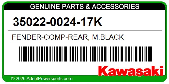 Kawasaki 35022-0024-17K Fender-Comp-Rear, M.Black