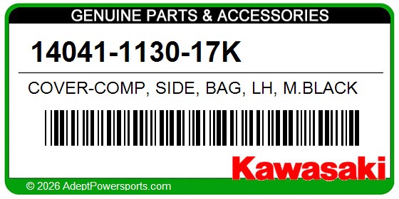 Kawasaki 14041-1130-17K Cover-Comp, Side, Bag, Lh, M.Black