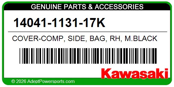 Kawasaki 14041-1131-17K Cover-Comp, Side, Bag, Rh, M.Black