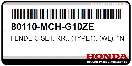 Honda 80110-MCH-G10ZE Fender, Set, Rr., (Type1), (Wl), *Nh1*, (Black)